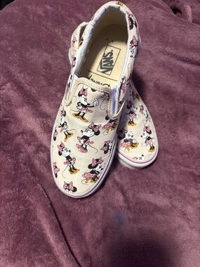 Disney Vans Slip-On Sneakers with Minnie Mouse Pink Accents
